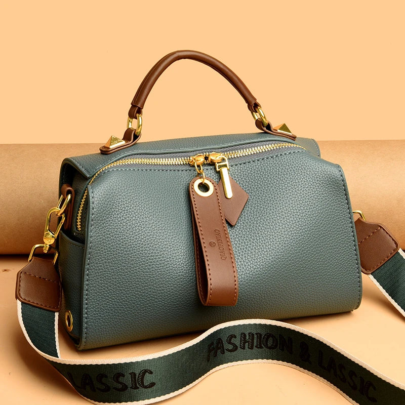 Sac Bandoulière Crossbody en Cuir PU – Femme (Vert)