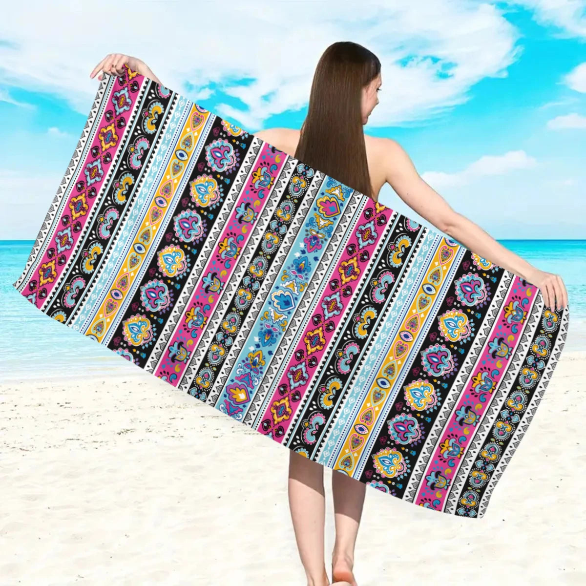 Serviette de Plage Bohème Microfibre - Séchage Rapide Multifonction Voyage