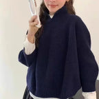 Women's 100% Cashmere Turtleneck Sweater — 3/4 Sleeves, Loose Fit, Autumn/Winter