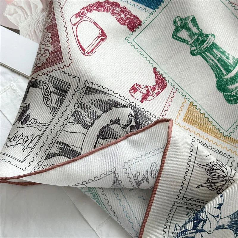 Foulard Carré Soie 100% Grand Format 88cm — Châle Écharpe Luxury Femme