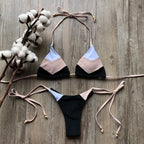 Bikini Sexy Multicolore Push-Up Femme - Maillot de Bain Côtelé Brésilien Deux Pièces
