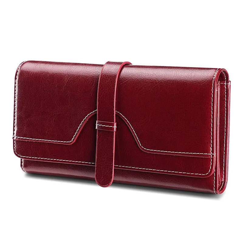 Portefeuille Femme Cuir Ciré RFID — Clutch Rétro Multifonction FuturaTrend