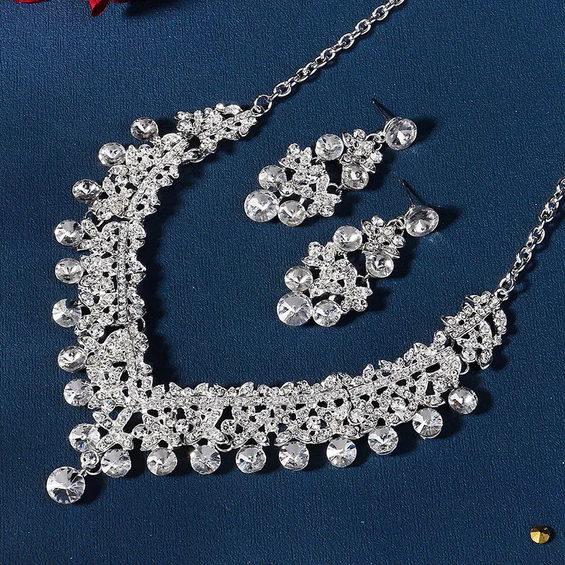 Conjunto de collar y pendientes de cristal - Elegante conjunto de boda