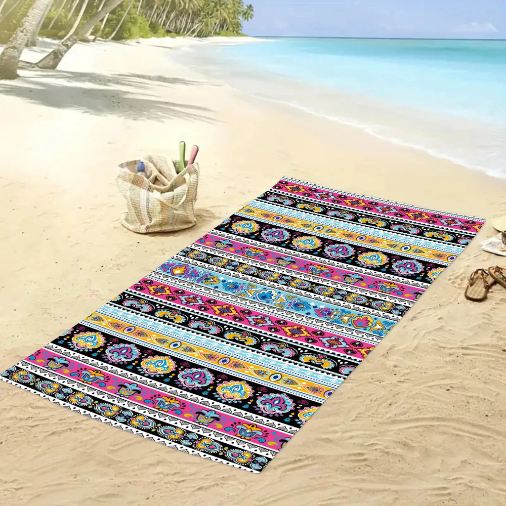 Serviette de Plage Bohème Microfibre - Séchage Rapide Multifonction Voyage