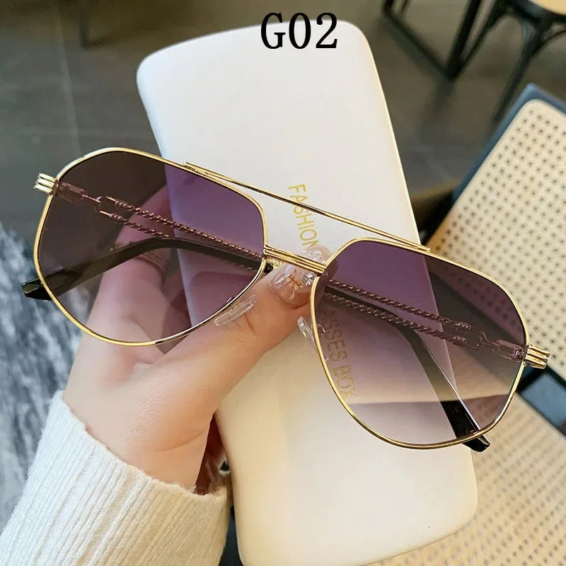Gafas de sol aviador vintage — Lujo de diseñador UV400 unisex