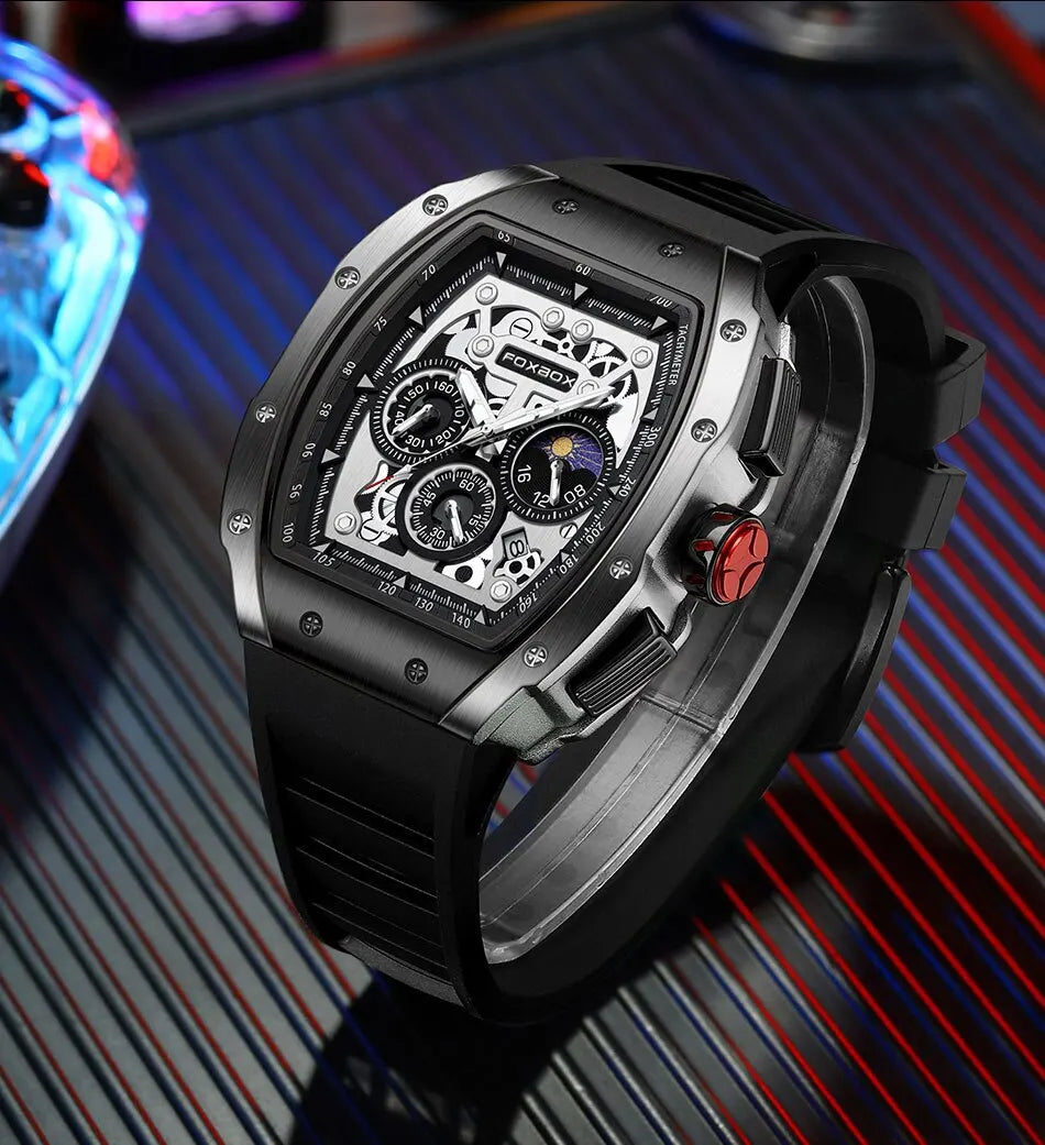Montre Homme Sport Chronographe Waterproof — Quartz Multifonction 3ATM