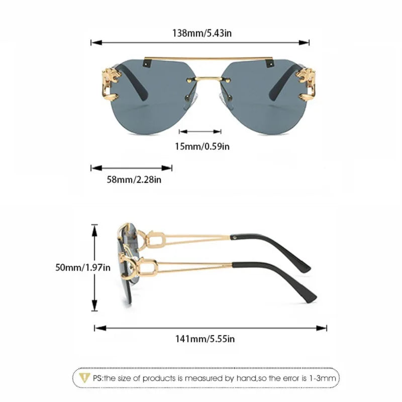 Lunettes de Soleil Femme Rimless Vintage Oversized — Luxury Fashion Élégantes