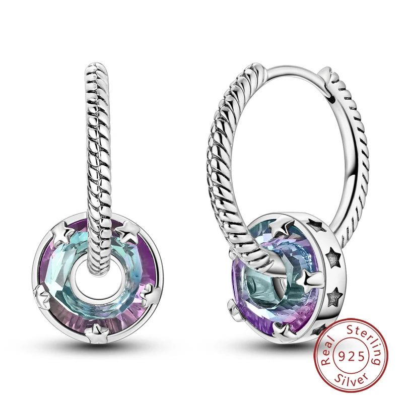 Boucles d'Oreilles Créoles Argent 925 Cristal - Design Élégant Femme