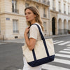 Bolso tote grande de lona reutilizable para mujer - Bordado, ideal para la playa, viajes, gimnasio y compras.