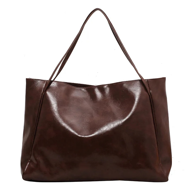 Sac Tote Femme Style Coréen Grande Capacité - Cuir Souple Épaule Rétro 2025