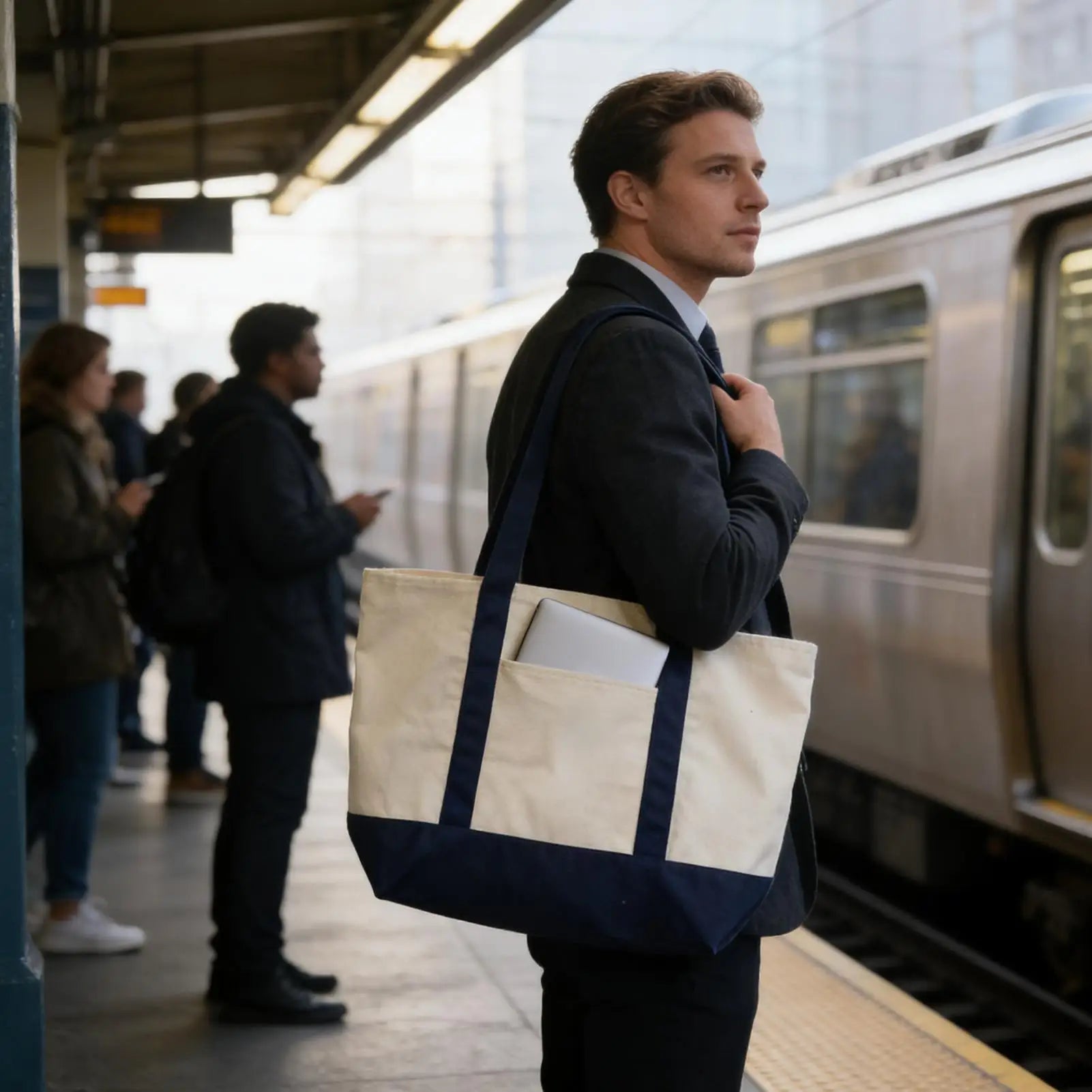 Grand Sac Tote Canvas Femme Réutilisable - Broderie Plage Voyage Gym Shopping