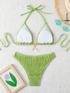Bikini sexy con volantes para mujer 2026 - Traje de baño de dos piezas de tiro bajo para la playa de verano