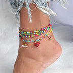 Bohemian Beaded Anklet - Embroidered Foot Jewelry