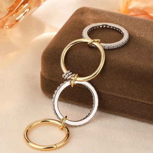 Bague 4 Anneaux Bicolore Cuivre - Design Minimaliste Tendance
