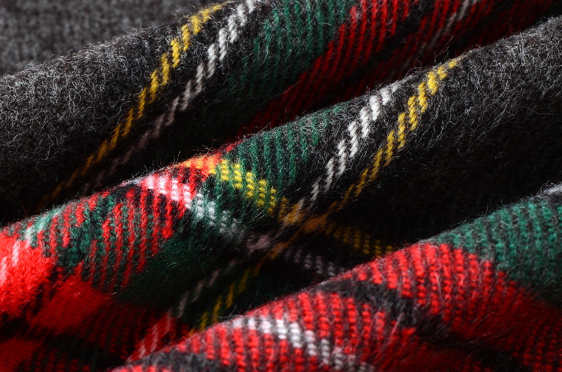 Black Stewart Tartan - Shawl Scarf-4