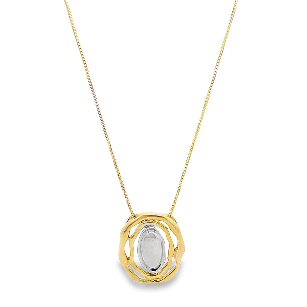 Two-Tone Wave Charm & Round Pendant Set – 18K Gold Plated – Women's
