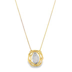 Two-Tone Wave Charm & Round Pendant Set – 18K Gold Plated – Women's