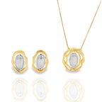 Two-Tone Wave Charm & Round Pendant Set – 18K Gold Plated – Women's