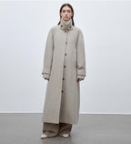 Women's Alpaca Wool Coat "Moonlit Veil" – Double Layer Collar & Raglan Cut | FuturaTrend