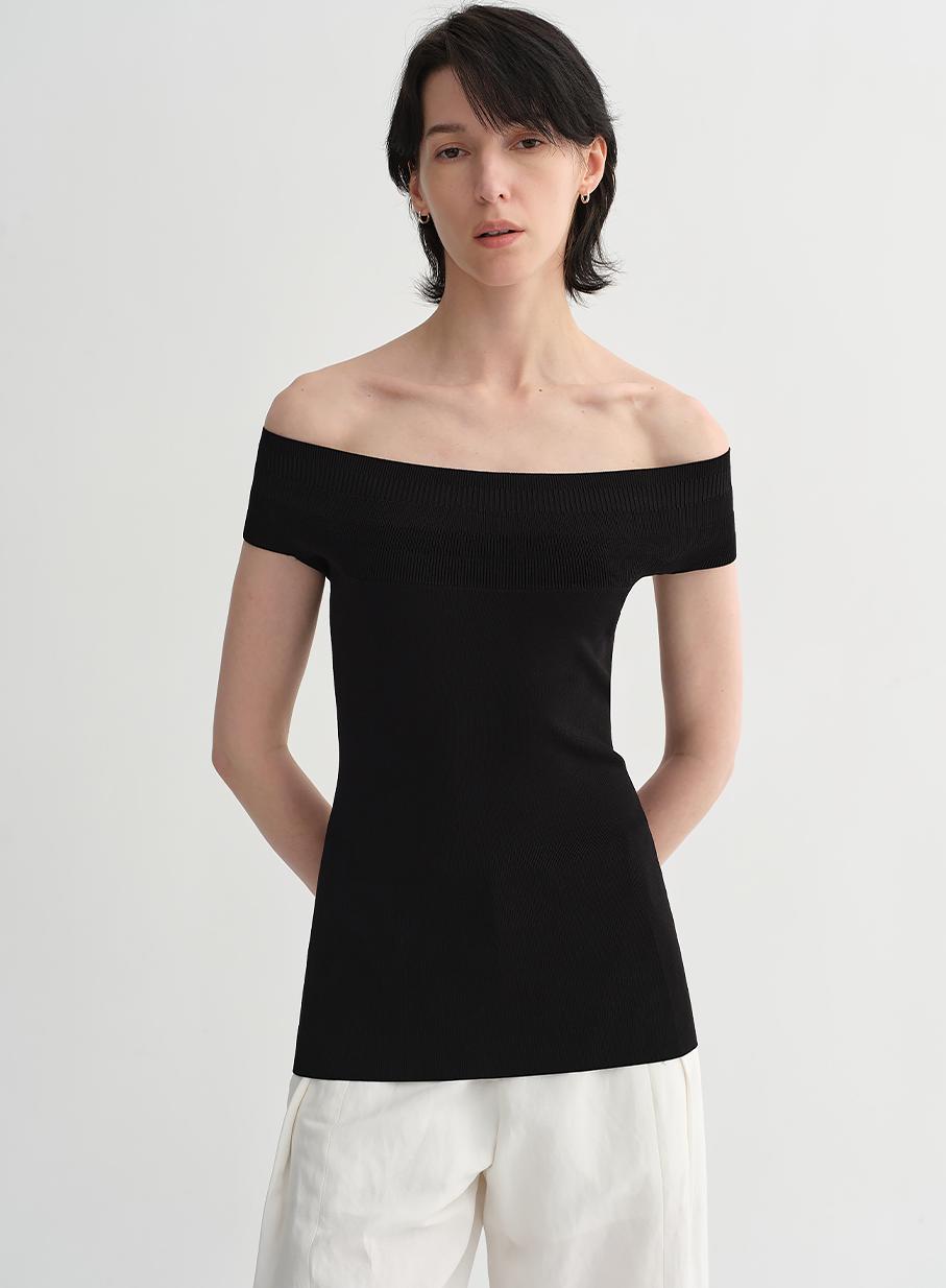 Mulberry silk blended one-shoulder strapless elegant multi-color knitted summer top T-shirt for women-1