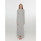"Spring Muse" Merino Wool / Exquisite Polo Collar Waist-cinching Knit A-line Dress for Women-1