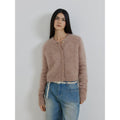 "Relaxation Notes" High-Proportion Mohair Knit Cardigan Women's Loose Short Round Neck Sweater Jacket-5