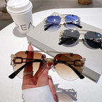 Gafas de sol de mujer sin montura oversized — Lujo Retro UV400 2025