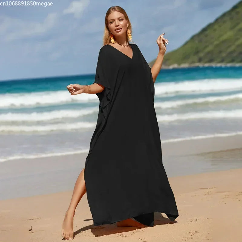 Robe de Plage Longue Cover Up - Paréo Kaftan Maxi Oversize Été