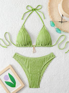Bikini sexy con volantes para mujer 2026 - Traje de baño de dos piezas de tiro bajo para la playa de verano