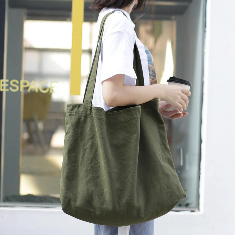 Sac de Plage Tote Canvas Minimaliste Grande Capacité — Couleur Unie FuturaTrend