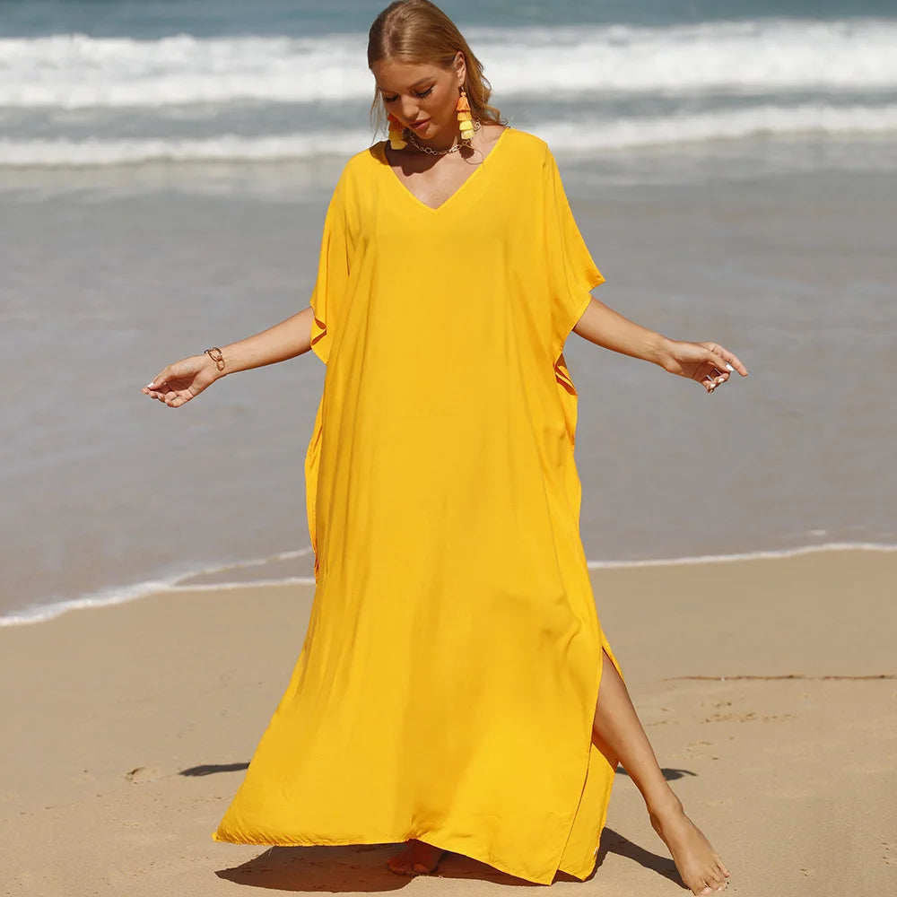 Robe de Plage Longue Cover Up - Paréo Kaftan Maxi Oversize Été