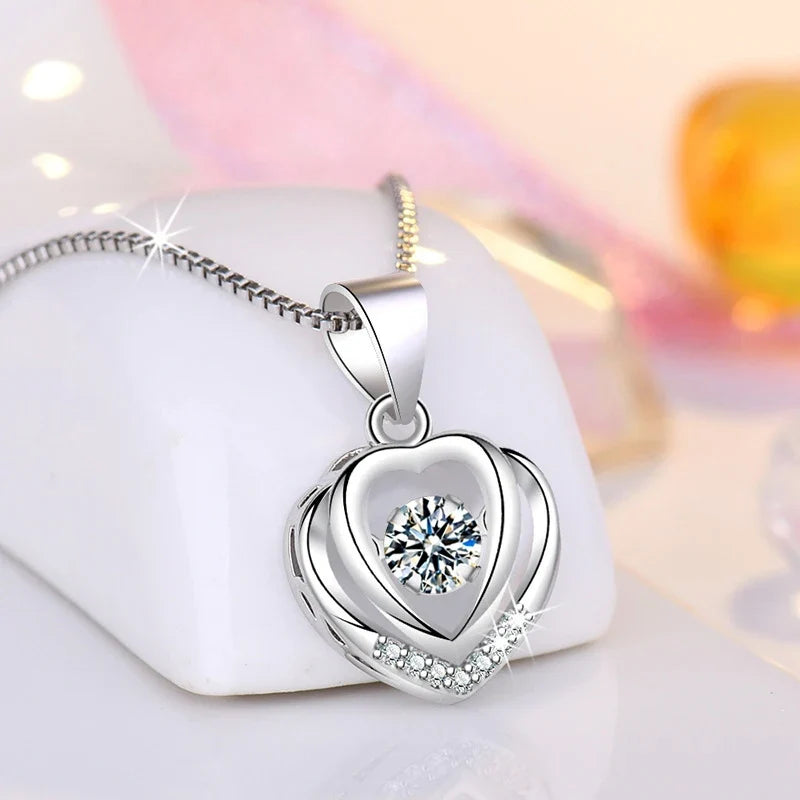 925 Sterling Silver Heart Pendant Necklace for Women-2
