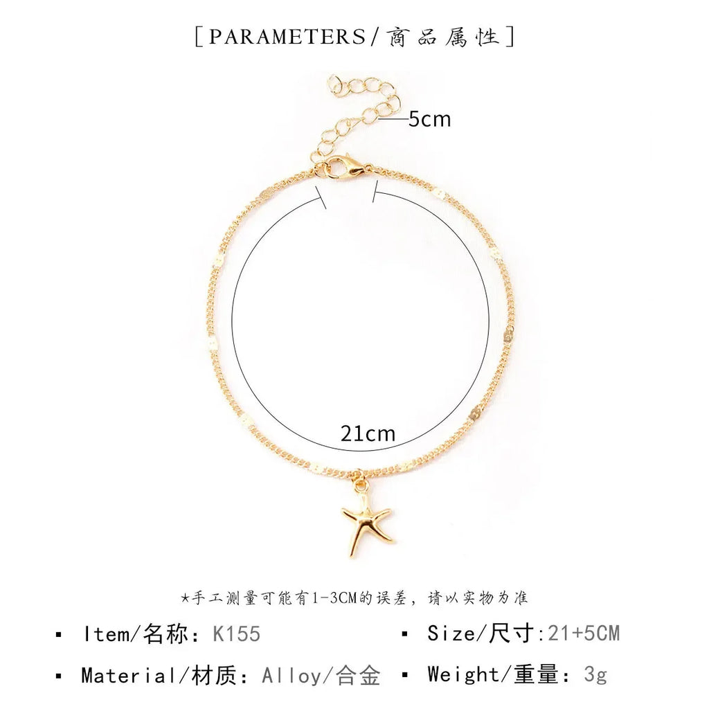 Bracelet de Cheville Bohème Étoile de Mer - Bijou de Pied