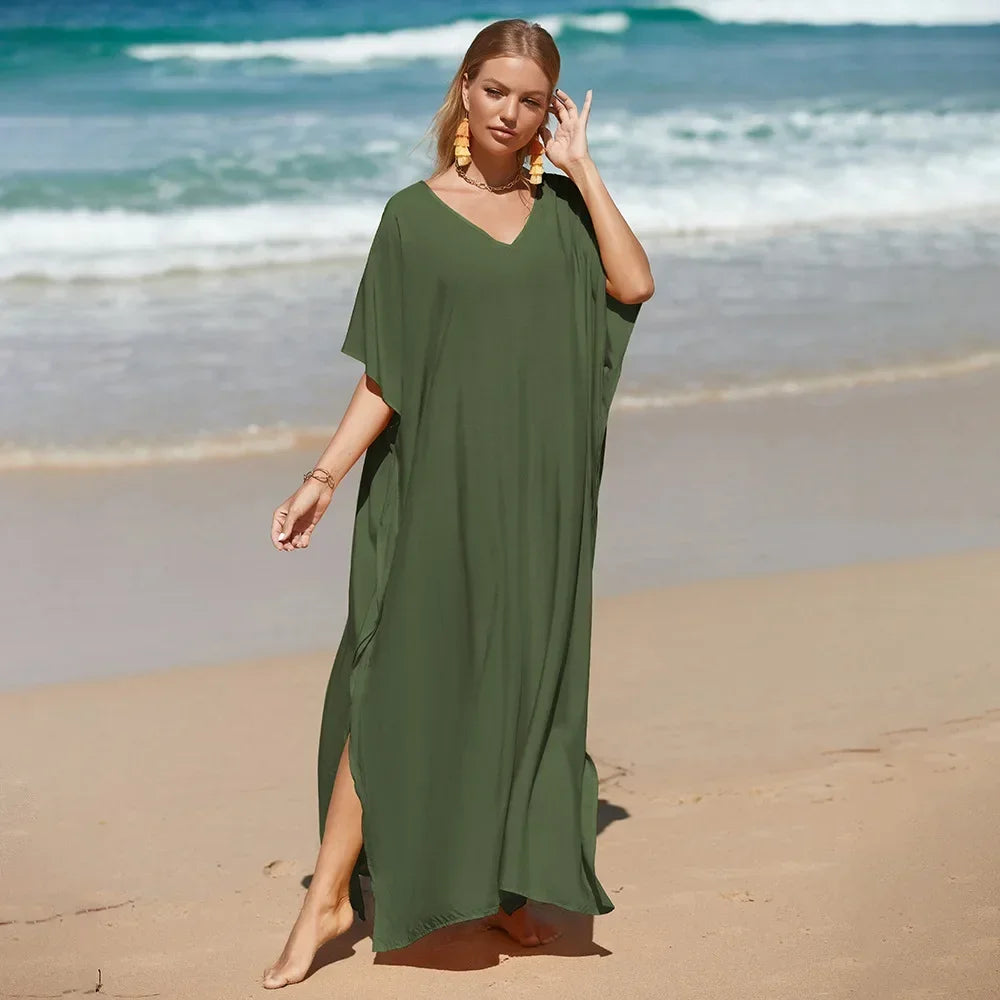 Robe de Plage Longue Cover Up - Paréo Kaftan Maxi Oversize Été
