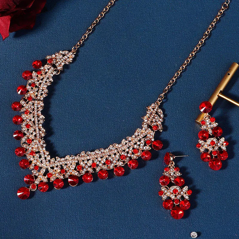 Conjunto de collar y pendientes de cristal - Elegante conjunto de boda