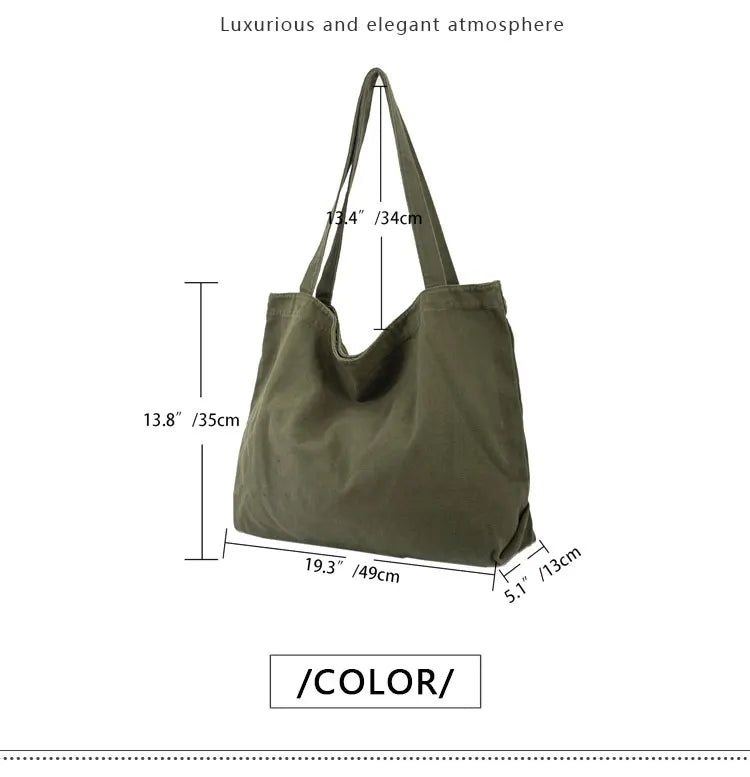 Sac de Plage Tote Canvas Minimaliste Grande Capacité — Couleur Unie FuturaTrend