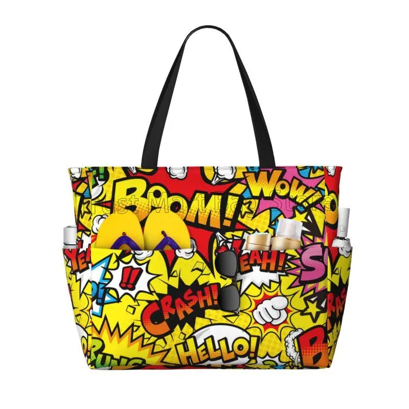Sac de Plage Tote Graffiti Imperméable - Grande Capacité Voyage Femme