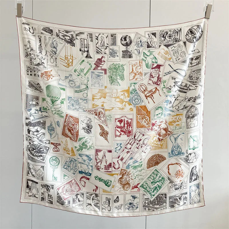 Foulard Carré Soie 100% Grand Format 88cm — Châle Écharpe Luxury Femme