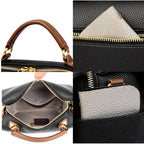 Women's Grey PU Leather Shoulder Bag — Multi-pocket Crossbody Tote Bag 25x15x8 cm