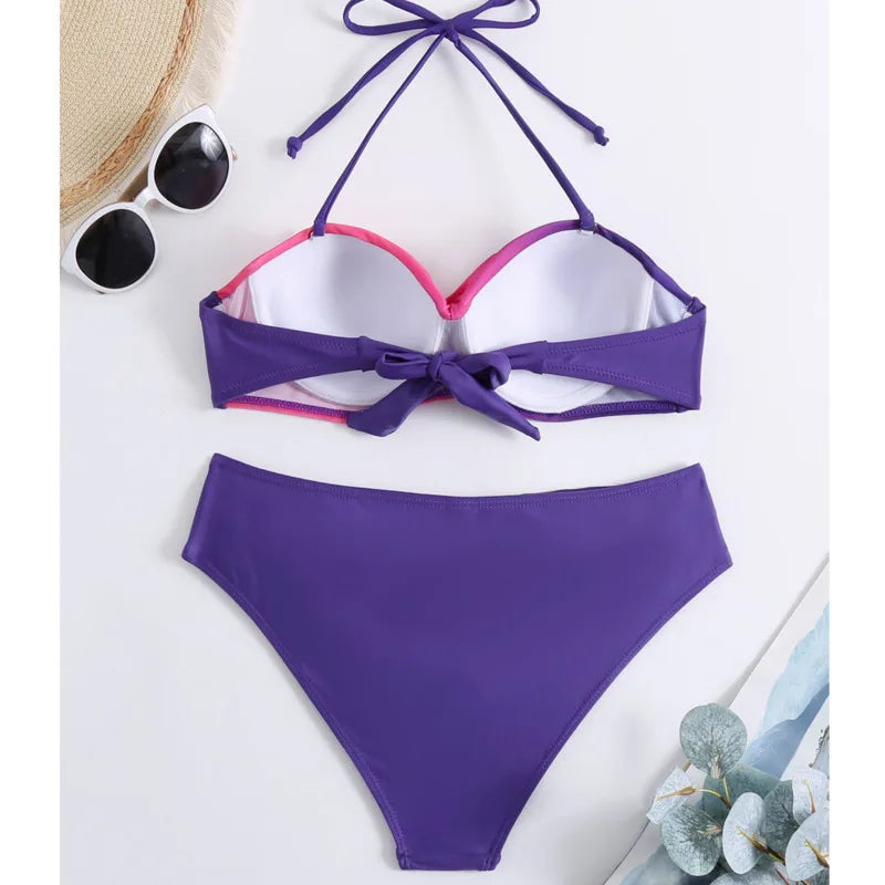 Bikini Femme Été Sexy Push-Up Dégradé - Maillot de Bain Brésilien Deux Pièces Plage
