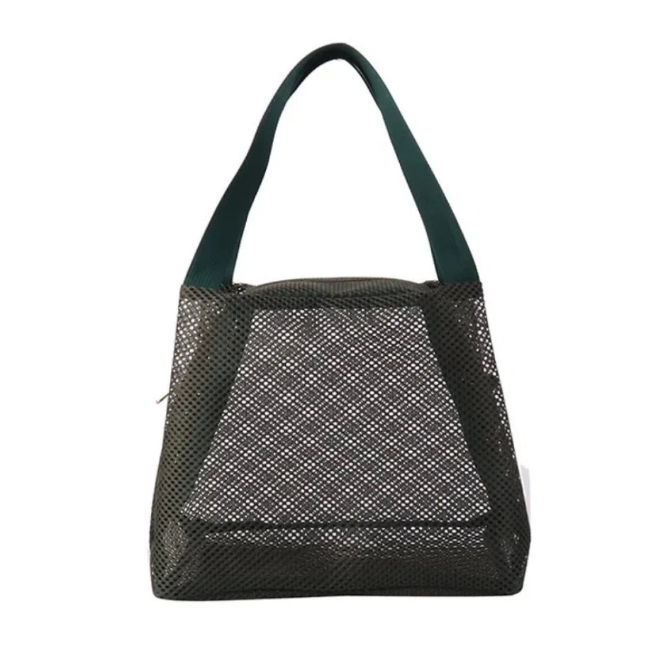 Sac de Plage Mesh Filet Réutilisable - Grande Capacité Trousse Maquillage Zip