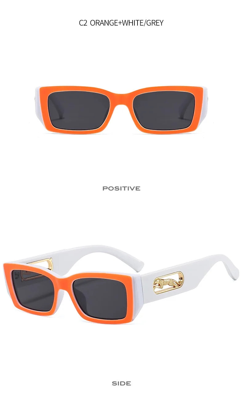 Lunettes de Soleil Rectangulaires Petites Unisexe — Vintage UV400 Travel