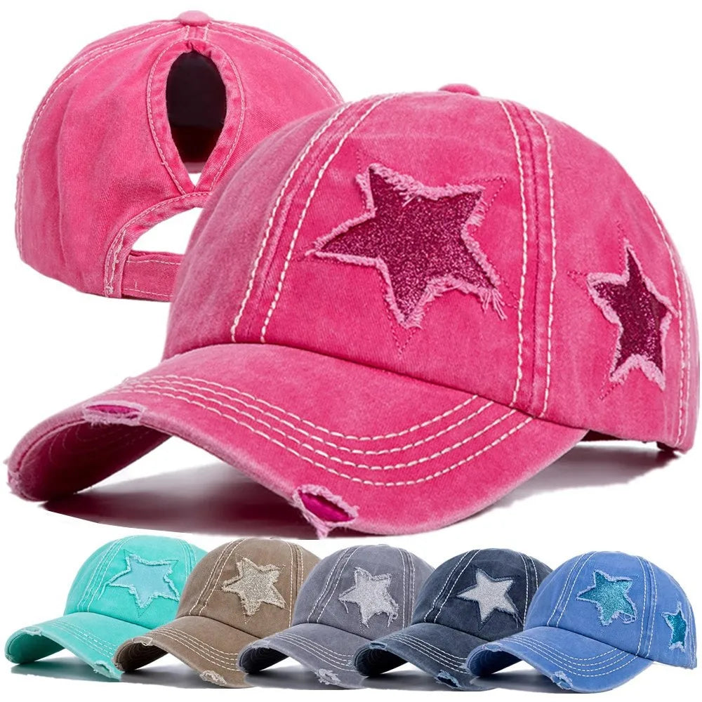 Casquette Baseball Femme Ajustable Trou Queue de Cheval - Trucker Cap Brodée Coton