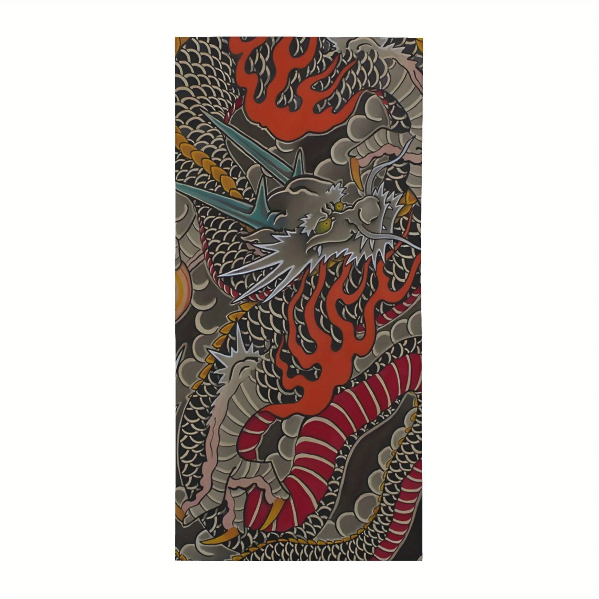 Serviette de Plage Dragon Japonais Microfibre - Séchage Rapide Anti-Sable Piscine Voyage