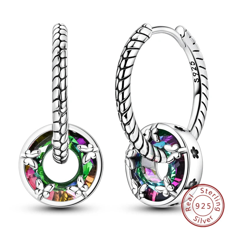 Boucles d'Oreilles Créoles Argent 925 Cristal - Design Élégant Femme
