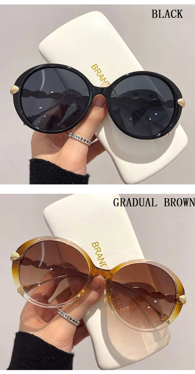Lunettes de Soleil Femme Rondes Oversize — Luxury Vintage Fashion UV400