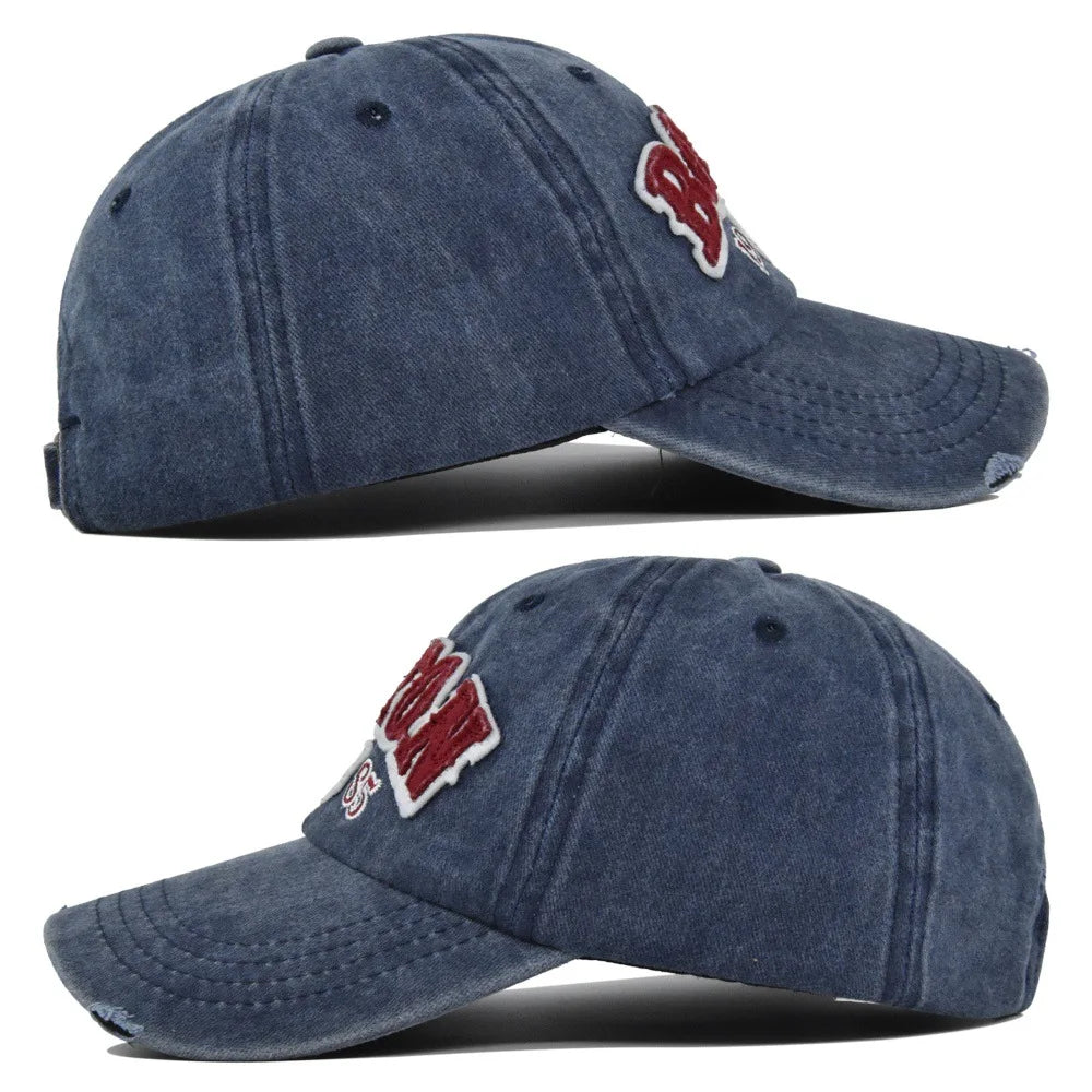 Casquette Baseball BOSTON Rétro Brodée - Chapeau Soleil Hip Hop Printemps Automne Ajustable