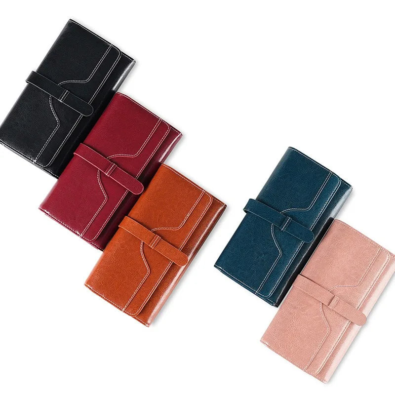 Portefeuille Femme Cuir Ciré RFID — Clutch Rétro Multifonction FuturaTrend