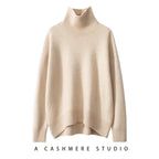 Jersey de cuello alto de cachemira gruesa para mujer — Holgado, Cálido, Tallas grandes S-XXXL