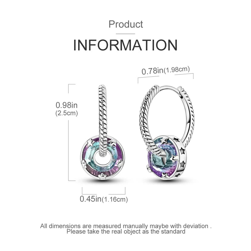 Boucles d'Oreilles Créoles Argent 925 Cristal - Design Élégant Femme